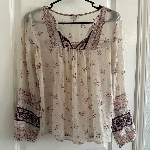 Joie Joleta 100% Silk, Floral Print Embroidered Lace Trim Blouse / Top XS - Picture 4 of 11